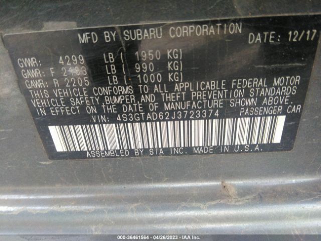 4S3GTAD62J3723374 Subaru Impreza Premium