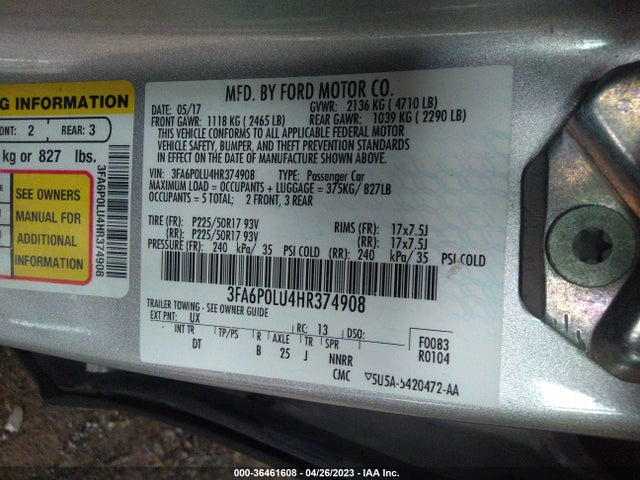 Ford Fusion Hybrid Se 2017 3FA6P0LU4HR374908 Image 10