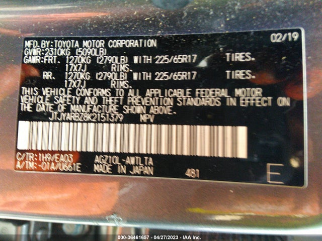 2019 Lexus NX, VIN: JTJYARBZ8K2151379