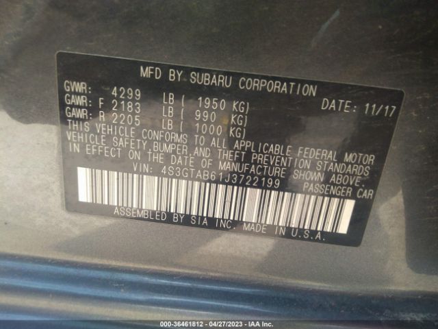 4S3GTAB61J3722199 Subaru Impreza Premium