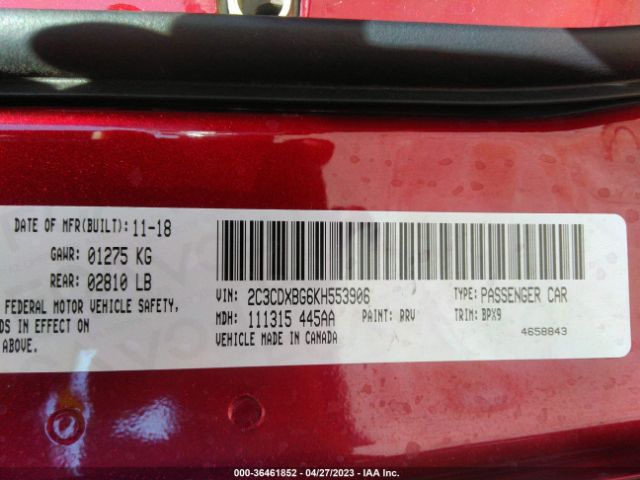 2C3CDXBG6KH553906 Dodge Charger Sxt