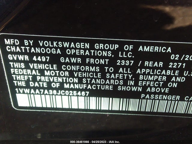 1VWAA7A36JC025467 Volkswagen Passat 2.0t S/r-line