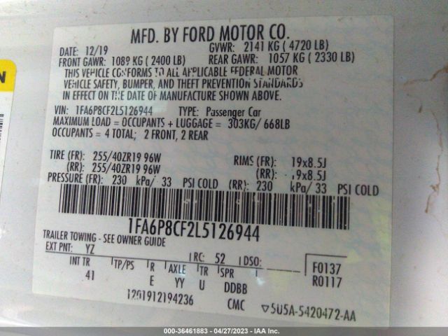 1FA6P8CF2L5126944 Ford Mustang Gt Premium
