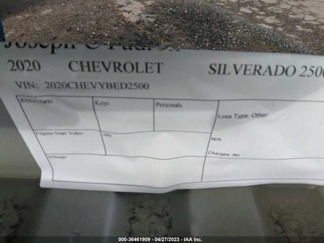 2020 CHEVROLET SILVERADO 2500 VIN: 2020CHEVYBED2500