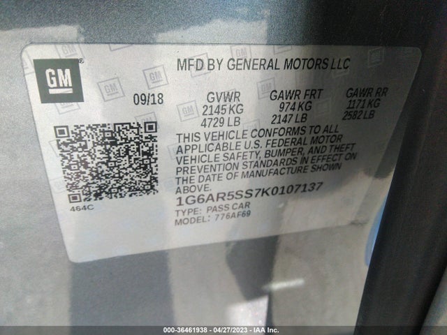 2019 Cadillac CTS, VIN: 1G6AR5SS7K0107137