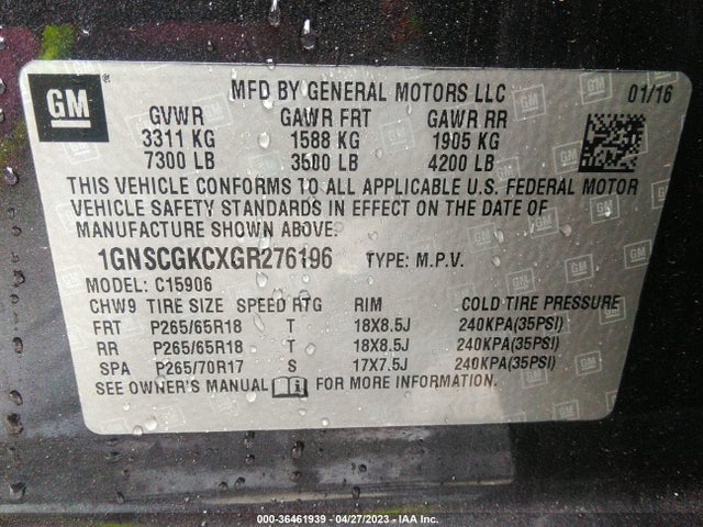 Chevrolet Suburban Ls 2016 1GNSCGKCXGR276196 Image 9