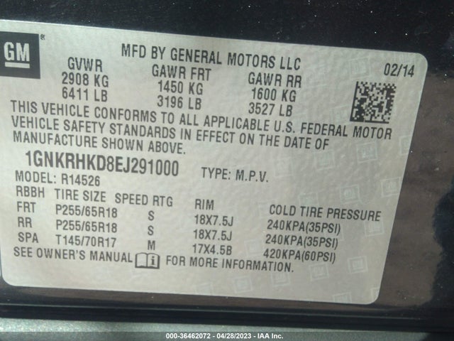 Chevrolet Traverse Lt 2014 1GNKRHKD8EJ291000 Image 10