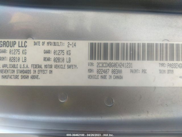 2C3CDXBG0EH241231 Dodge Charger Se