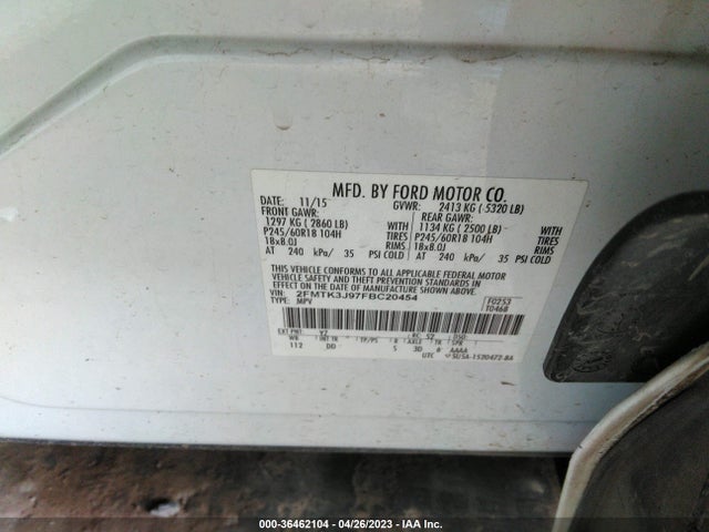 Ford EDGE SEL 2015 2FMTK3J97FBC20454 Image 9