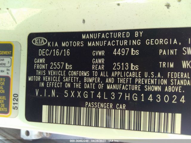KIA Optima Lx 2017 5XXGT4L37HG143024 Image 10