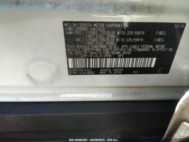 Toyota Rav4 Limited 2020 JTMY1RFV4LD518598 Image 9