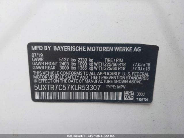 5UXTR7C57KLR53307 BMW X3 Sdrive30i