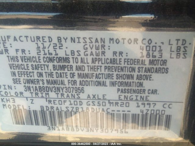 3N1AB8DV3NY307956 Nissan SENTRA SR