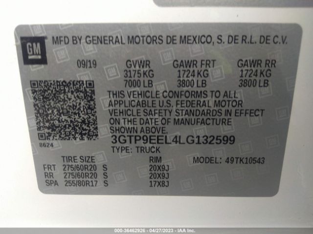 3GTP9EEL4LG132599 GMC Sierra 1500 At4