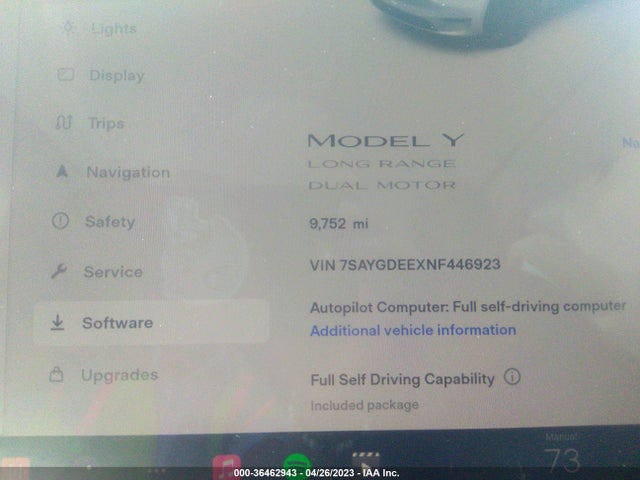 7SAYGDEEXNF446923 Tesla Model Y Long Range Dual Motor All-wheel Drive
