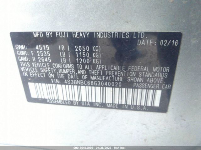 4S3BNBC68G3040020 Subaru Legacy 2.5i Premium