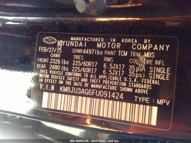 Hyundai TUCSON SE 2015 KM8JU3AG6FU091424 Image 10