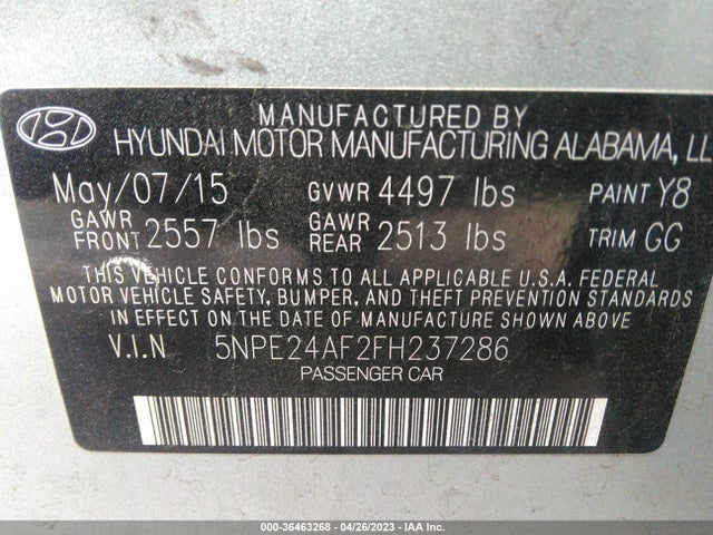 Hyundai Sonata 2.4l Se 2015 5NPE24AF2FH237286 Image 9