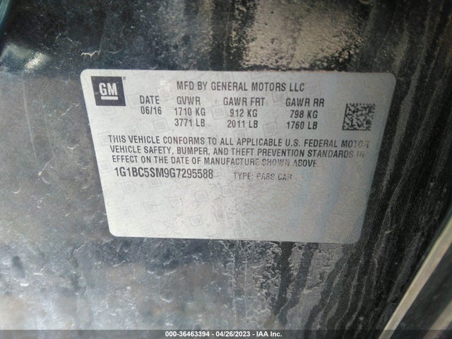 Chevrolet CRUZE LS 2016 1G1BC5SM9G7295588 Image 10