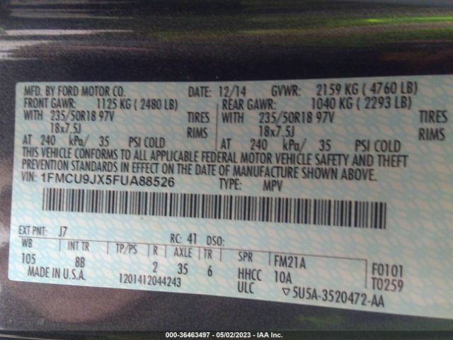 1FMCU9JX5FUA88526 Ford Escape Titanium