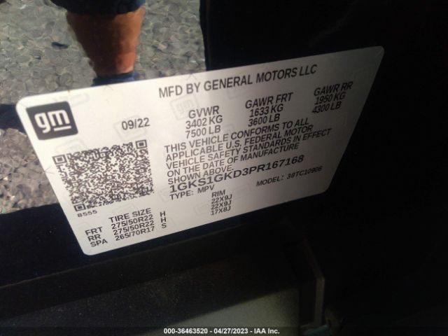 1GKS1GKD3PR167168 GMC Yukon Xl Slt