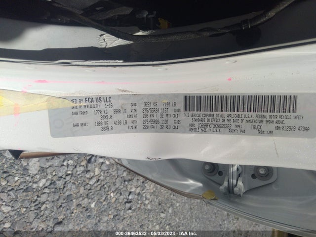 RAM 1500 Longhorn 2019 1C6SRFKT3KN669322 Image 9