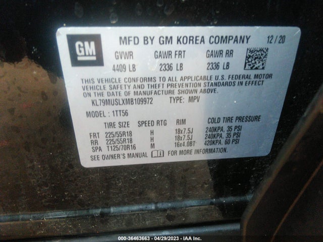 Chevrolet Trailblazer Rs 2021 KL79MUSLXMB109972 Image 10