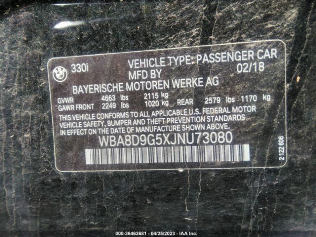 WBA8D9G5XJNU73080 BMW 3 Series 330i Xdrive
