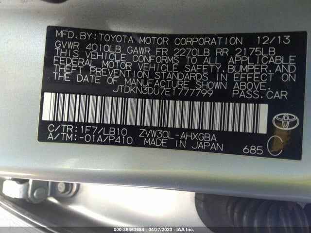 Toyota Prius Four/five/three/one/two 2014 JTDKN3DU7E1777799 Image 11