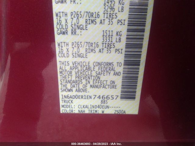 1N6AD0ER1EN746657 Nissan FRONTIER S