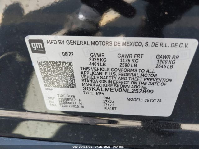 3GKALMEV0NL252899 GMC Terrain Sle