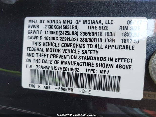 Honda CR-V EX 2017 7FARW1H57HE014992 Image 9