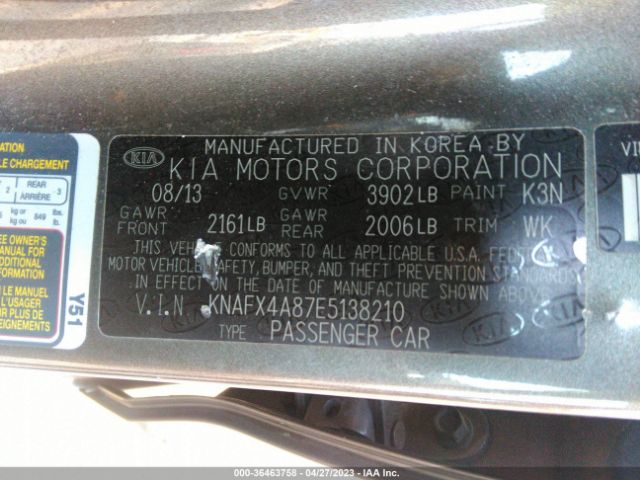 KNAFX4A87E5138210 KIA FORTE EX