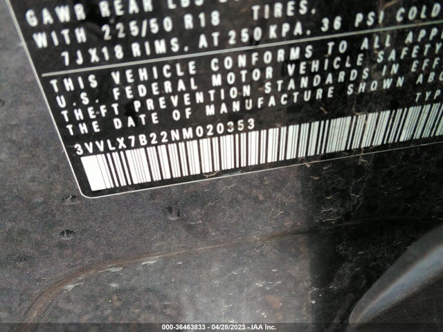 3VVLX7B22NM020353 Volkswagen TAOS SE