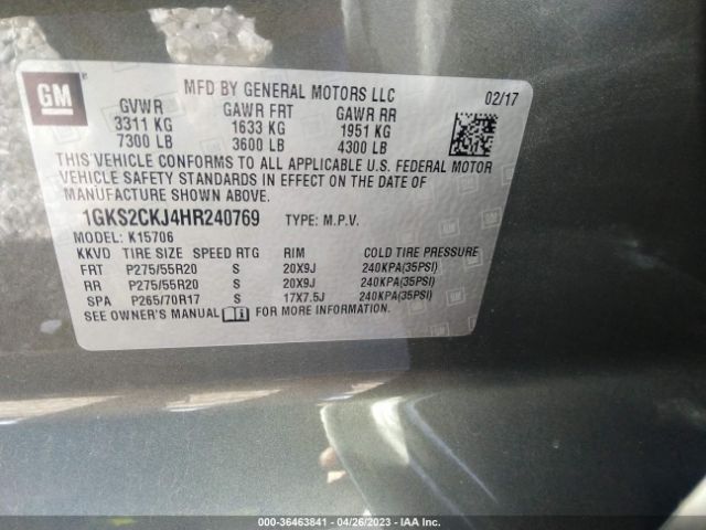 1GKS2CKJ4HR240769 GMC YUKON DENALI