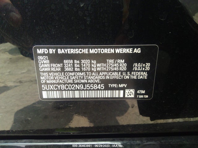 2022 BMW X6, VIN: 5UXCY8C02N9J55845