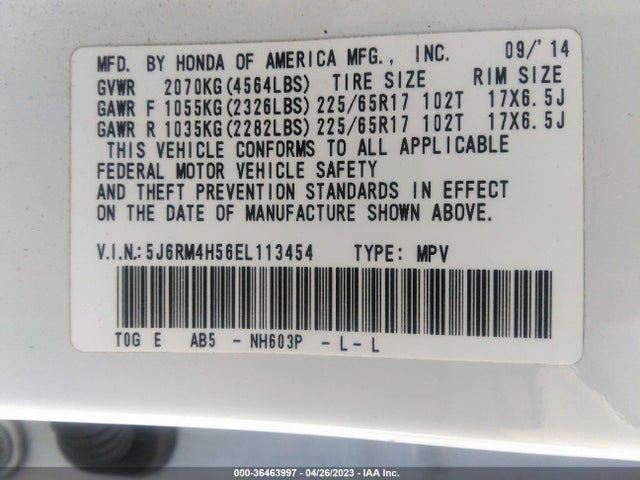 Honda CR-V EX 2014 5J6RM4H56EL113454 Image 10