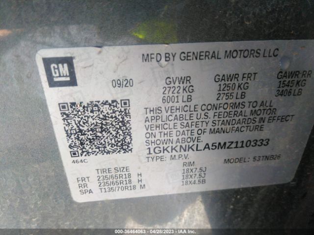 1GKKNKLA5MZ110333 GMC ACADIA SLE