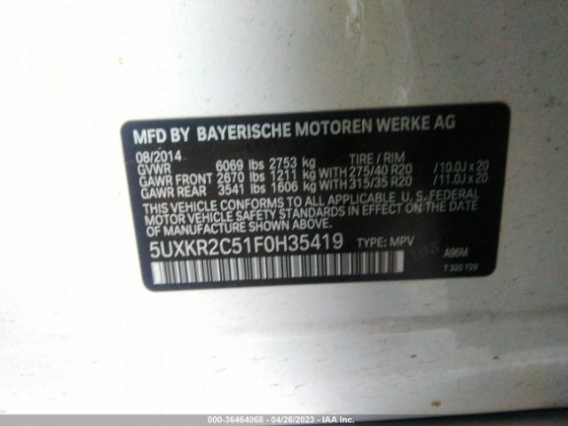 5UXKR2C51F0H35419 BMW X5 Sdrive35i