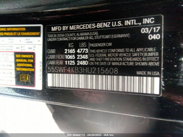 55SWF4KB3HU215608 Mercedes-Benz C-class C 300