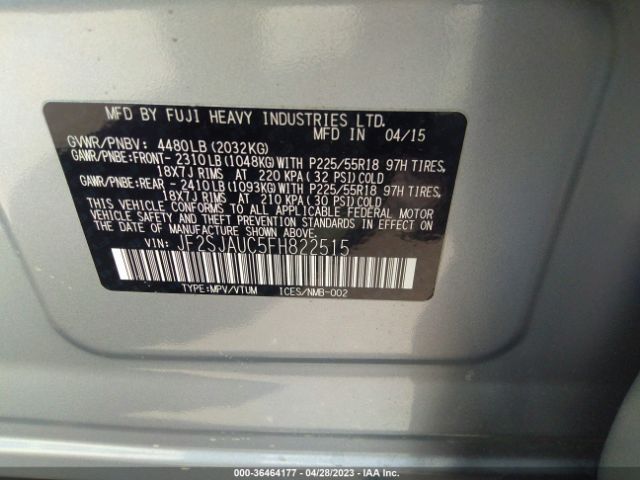 JF2SJAUC5FH822515 Subaru Forester 2.5i Touring