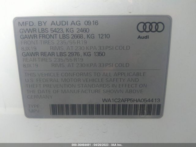 WA1C2AFP5HA054413 Audi Q5 PREMIUM
