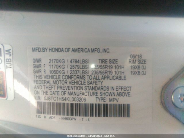5J8TC1H54KL003206 Acura Rdx W/technology Pkg