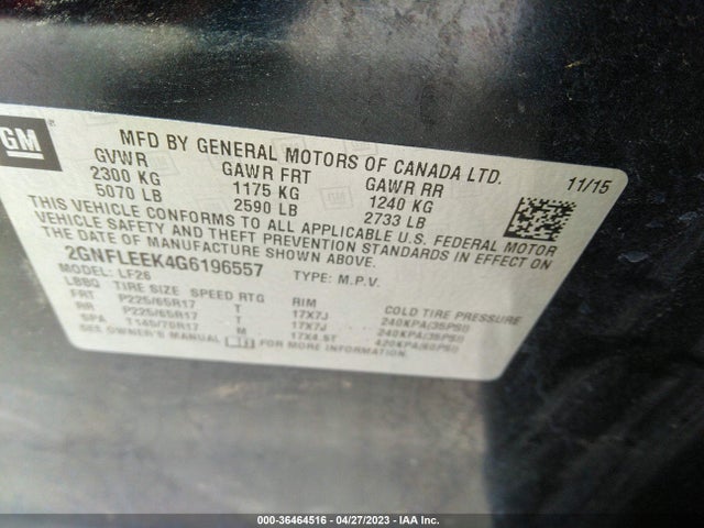 Chevrolet EQUINOX LS 2016 2GNFLEEK4G6196557 Image 9