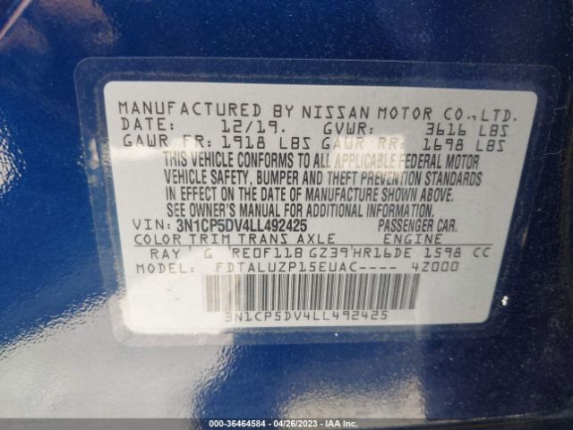 3N1CP5DV4LL492425 Nissan KICKS SR