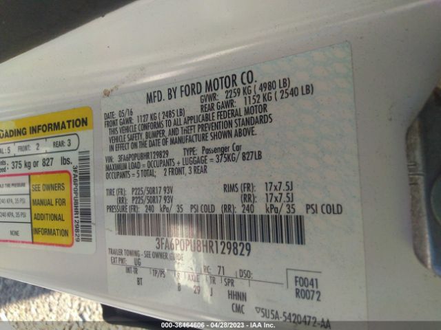 3FA6P0PU8HR129829 Ford Fusion Energi Se