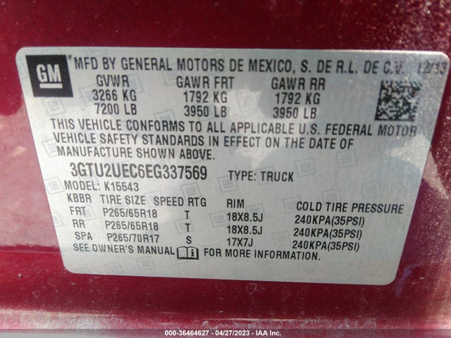 GMC Sierra 1500 Sle 2014 3GTU2UEC6EG337569 Image 9