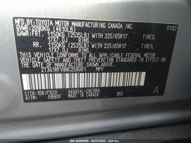 Toyota RAV4 LE 2022 2T3G1RFV9NC259061 Image 9
