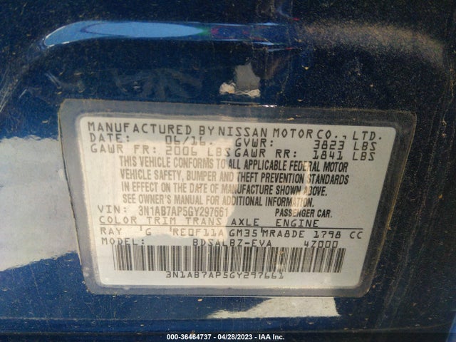 Nissan SENTRA S 2016 3N1AB7AP5GY297661 Image 11