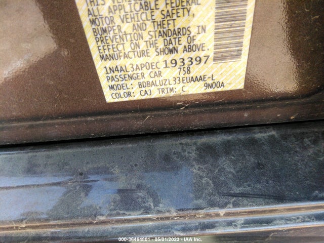 2014 NISSAN ALTIMA 2.5 SV VIN: 1N4AL3AP0EC193397